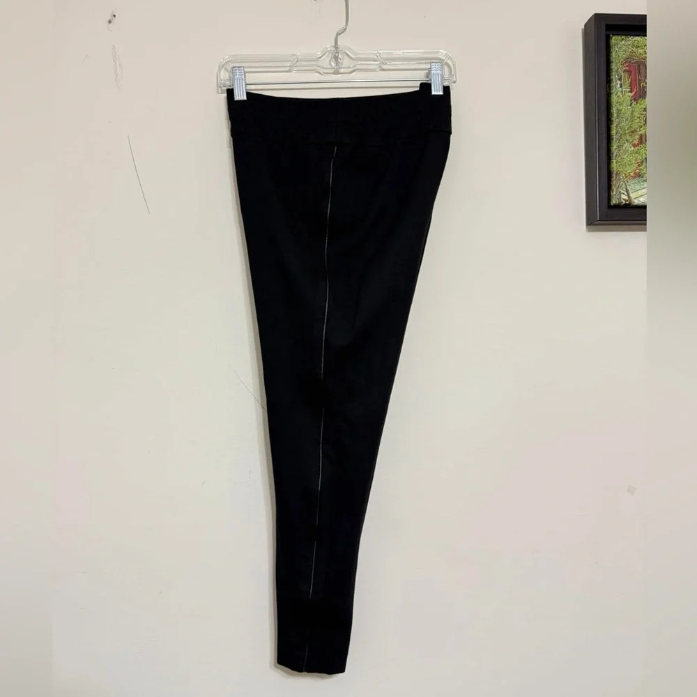 J. Jill Ponte Knit Leggings Black Pant Faux Leather Side Seam Pull On Size M P